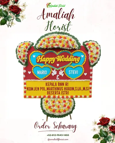 Karangan Papan Bunga Pernikahan di Aula Hotel Dandang Tingang Palangkaraya
